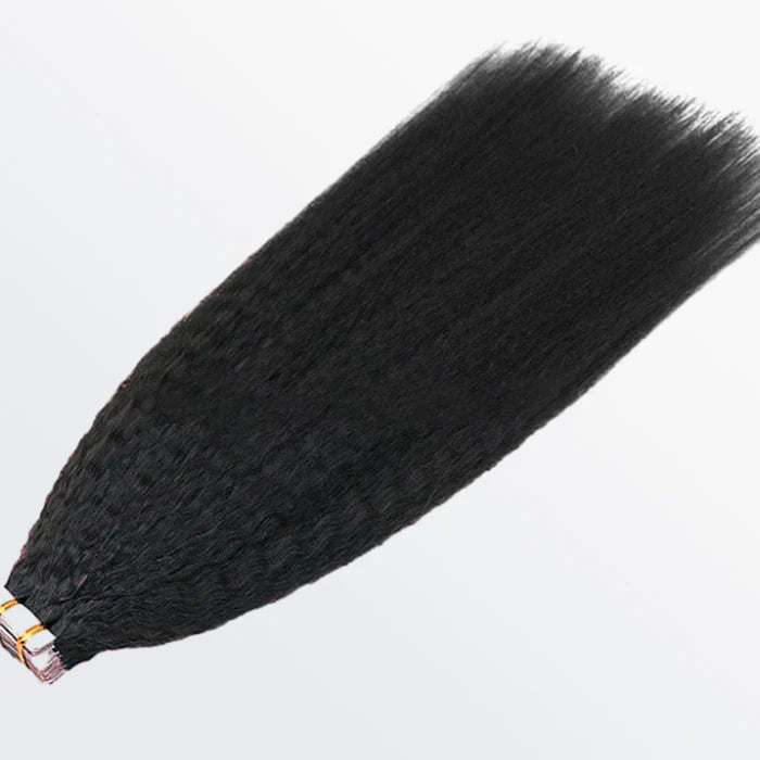 Afro textured kinky straight tape ins Remy hair extensions