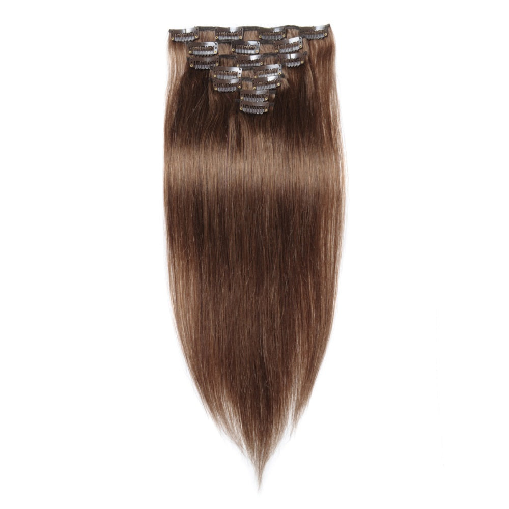 #8 LIGHT BROWN STRAIGHT 10 PIECE CLIP IN EXTENSIONS